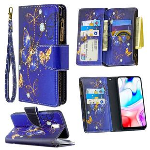 For Xiaomi Redmi 8A Colored Drawing Pattern Zipper Horizontal Flip Leather Case with Holder & Card Slots & Wallet(Purple Butterfly)