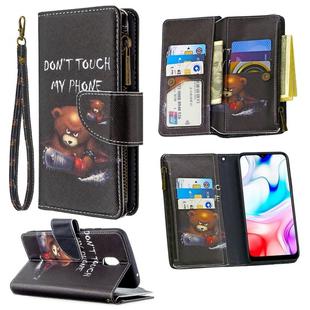 For Xiaomi Redmi 8A Colored Drawing Pattern Zipper Horizontal Flip Leather Case with Holder & Card Slots & Wallet(Bear)