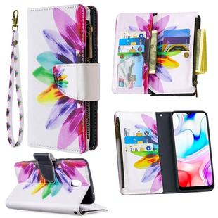 For Xiaomi Redmi 8A Colored Drawing Pattern Zipper Horizontal Flip Leather Case with Holder & Card Slots & Wallet(Sun Flower)