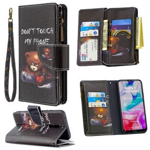 For Xiaomi Redmi 8 Colored Drawing Pattern Zipper Horizontal Flip Leather Case with Holder & Card Slots & Wallet(Bear)