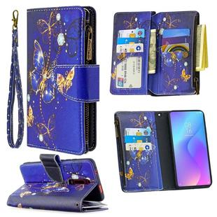 For Xiaomi Redmi K20 / Mi 9T Colored Drawing Pattern Zipper Horizontal Flip Leather Case with Holder & Card Slots & Wallet(Purple Butterfly)