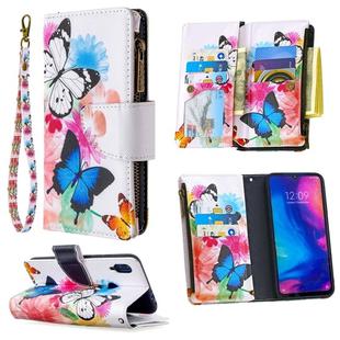 For Xiaomi Redmi Note 7 Colored Drawing Pattern Zipper Horizontal Flip Leather Case with Holder & Card Slots & Wallet(Two Butterflies)