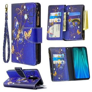 For Xiaomi Redmi Note 8 Pro Colored Drawing Pattern Zipper Horizontal Flip Leather Case with Holder & Card Slots & Wallet(Purple Butterfly)