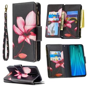 For Xiaomi Redmi Note 8 Pro Colored Drawing Pattern Zipper Horizontal Flip Leather Case with Holder & Card Slots & Wallet(Lotus)