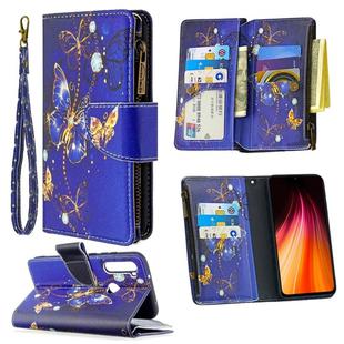 For Xiaomi Redmi Note 8T Colored Drawing Pattern Zipper Horizontal Flip Leather Case with Holder & Card Slots & Wallet(Purple Butterfly)