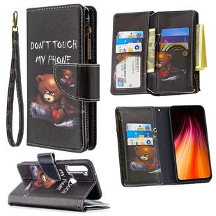 For Xiaomi Redmi Note 8T Colored Drawing Pattern Zipper Horizontal Flip Leather Case with Holder & Card Slots & Wallet(Bear)