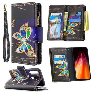 For Xiaomi Redmi Note 8T Colored Drawing Pattern Zipper Horizontal Flip Leather Case with Holder & Card Slots & Wallet(Big Butterfly)