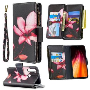 For Xiaomi Redmi Note 8T Colored Drawing Pattern Zipper Horizontal Flip Leather Case with Holder & Card Slots & Wallet(Lotus)