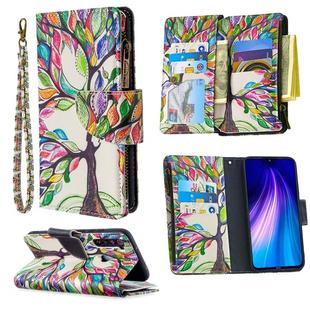 For Xiaomi Redmi Note 8 Colored Drawing Pattern Zipper Horizontal Flip Leather Case with Holder & Card Slots & Wallet(Tree)