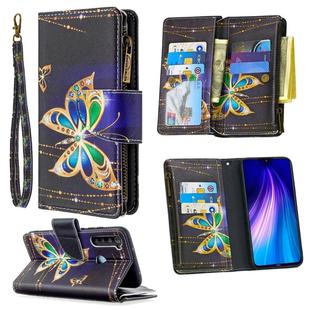 For Xiaomi Redmi Note 8 Colored Drawing Pattern Zipper Horizontal Flip Leather Case with Holder & Card Slots & Wallet(Big Butterfly)