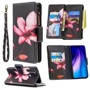 For Xiaomi Redmi Note 8 Colored Drawing Pattern Zipper Horizontal Flip Leather Case with Holder & Card Slots & Wallet(Lotus)