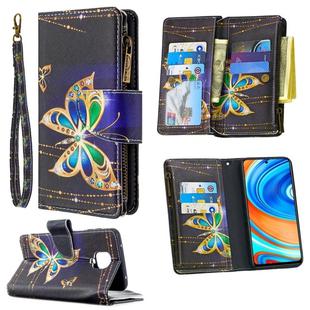 For Xiaomi Redmi Note 9 Pro Colored Drawing Pattern Zipper Horizontal Flip Leather Case with Holder & Card Slots & Wallet(Big Butterfly)