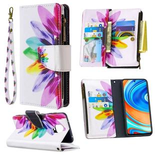 For Xiaomi Redmi Note 9 Pro Colored Drawing Pattern Zipper Horizontal Flip Leather Case with Holder & Card Slots & Wallet(Sun Flower)