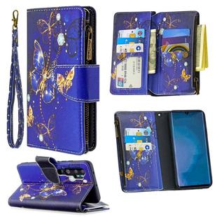 For Xiaomi Mi CC9 Pro / Note 10 Colored Drawing Pattern Zipper Horizontal Flip Leather Case with Holder & Card Slots & Wallet(Purple Butterfly)