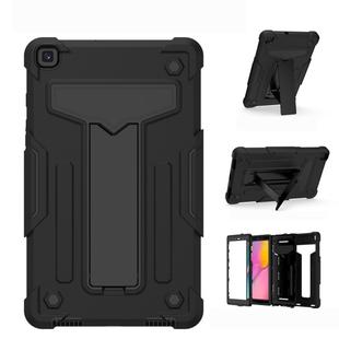 For Samsung Galaxy Tab A8.0 (2019) T290 T-shaped Bracket Contrast Color Shockproof PC + Silicone Flat Protective Case(Black+Black)