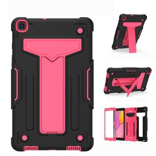 For Samsung Galaxy Tab A8.0 (2019) T290 T-shaped Bracket Contrast Color Shockproof PC + Silicone Flat Protective Case(Black+Rose Red)