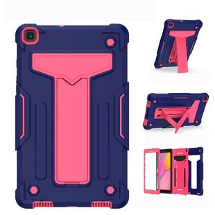 For Samsung Galaxy Tab A8.0 (2019) T290 T-shaped Bracket Contrast Color Shockproof PC + Silicone Flat Protective Case(Navy+Rose Red)