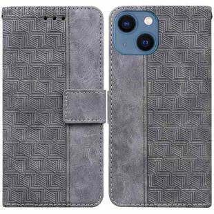 For iPhone 15 Geometric Embossed Leather Phone Case(Grey)