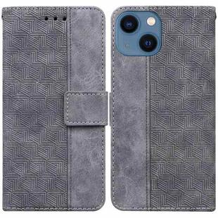 For iPhone 15 Plus Geometric Embossed Leather Phone Case(Grey)
