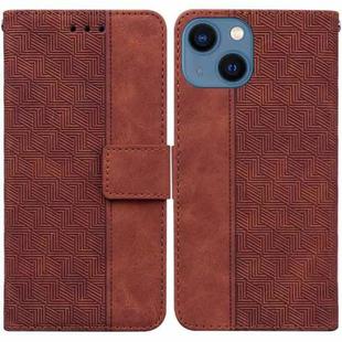 For iPhone 15 Plus Geometric Embossed Leather Phone Case(Brown)