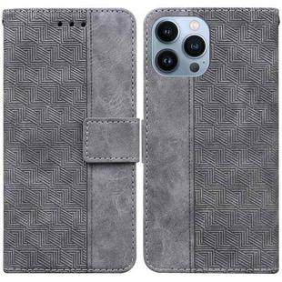 For iPhone 15 Pro Max Geometric Embossed Leather Phone Case(Grey)