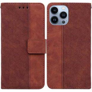 For iPhone 15 Pro Max Geometric Embossed Leather Phone Case(Brown)