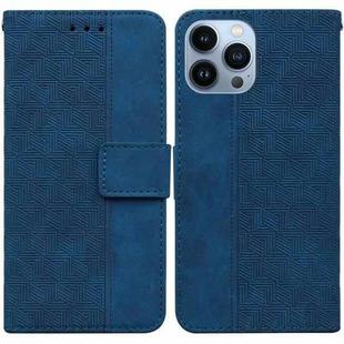 For iPhone 15 Pro Geometric Embossed Leather Phone Case(Blue)