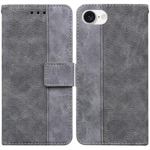 For iPhone SE 2024 Geometric Embossed Leather Phone Case(Grey)