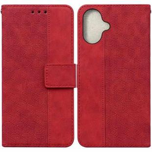 For iPhone 16 Plus Geometric Embossed Leather Phone Case(Red)