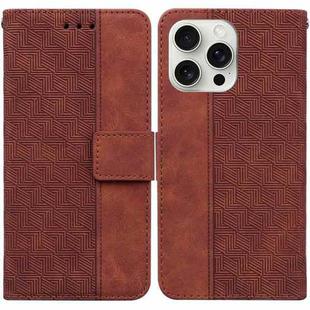 For iPhone 16 Pro Geometric Embossed Leather Phone Case(Brown)