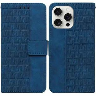 For iPhone 16 Pro Geometric Embossed Leather Phone Case(Blue)