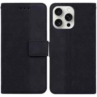 For iPhone 16 Pro Geometric Embossed Leather Phone Case(Black)