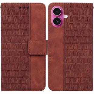 For iPhone 17 Geometric Embossed Leather Phone Case(Brown)