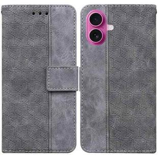 For iPhone 17 Geometric Embossed Leather Phone Case(Grey)