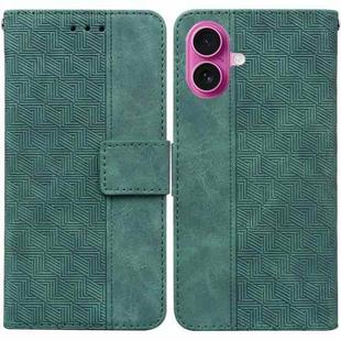 For iPhone 17 Geometric Embossed Leather Phone Case(Green)