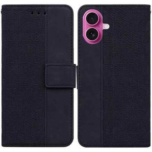 For iPhone 17 Geometric Embossed Leather Phone Case(Black)
