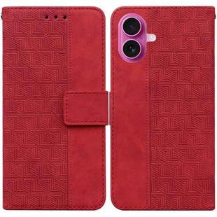 For iPhone 17 Geometric Embossed Leather Phone Case(Red)