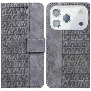 For iPhone 17 Pro Geometric Embossed Leather Phone Case(Grey)