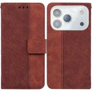For iPhone 17 Pro Max Geometric Embossed Leather Phone Case(Brown)