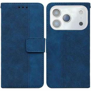 For iPhone 17 Pro Max Geometric Embossed Leather Phone Case(Blue)