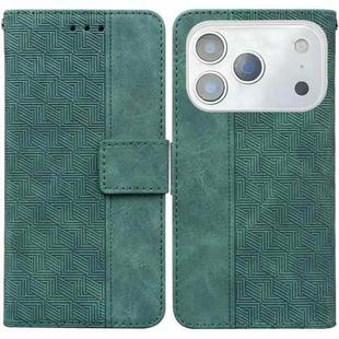 For iPhone 17 Pro Max Geometric Embossed Leather Phone Case(Green)