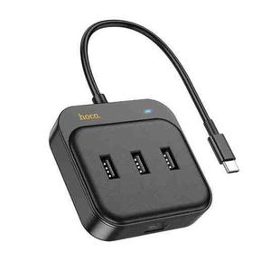 hoco HB35 4 in 1 USB-C / Type-C to USB2.0x3+RJ45 100M Ethernet Adapter, Cable Length: 0.2m(Black)