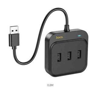 hoco HB35 4 in 1 USB to USB2.0x3+RJ45 100M Ethernet Adapter, Cable Length:0.2m(Black)