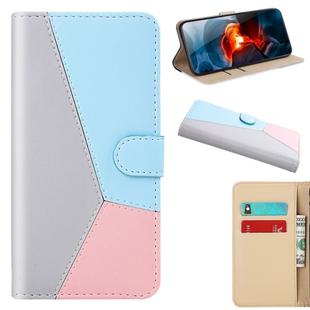 For Huawei Y5p Tricolor Stitching Horizontal Flip TPU + PU Leather Case with Holder & Card Slots & Wallet(Gray)