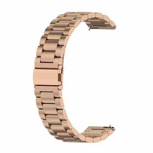 For Huawei Watch 4 / 4 Pro Three Bead Stainless Steel Watch Band(Rose Gold)