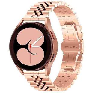 For Huawei Watch 4 / 4 Pro Five Bead Stainless Steel Watch Band(Rose Gold)