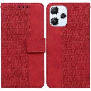 For Xiaomi Redmi 12 Geometric Embossed Leather Phone Case(Red)