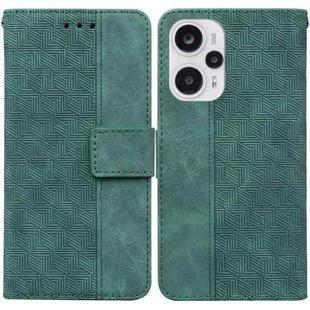 For Xiaomi Poco F5 / Redmi Note 12 Turbo Geometric Embossed Leather Phone Case(Green)