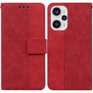 For Xiaomi Poco F5 / Redmi Note 12 Turbo Geometric Embossed Leather Phone Case(Red)