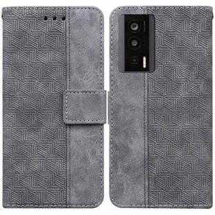 For Xiaomi Poco F5 Pro / Redmi K60 Geometric Embossed Leather Phone Case(Grey)